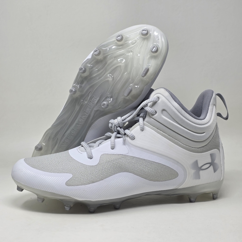 Under Armour Command MC Mid UA Lacrosse Cleats White 3025639-100 Mens Sz 13 New